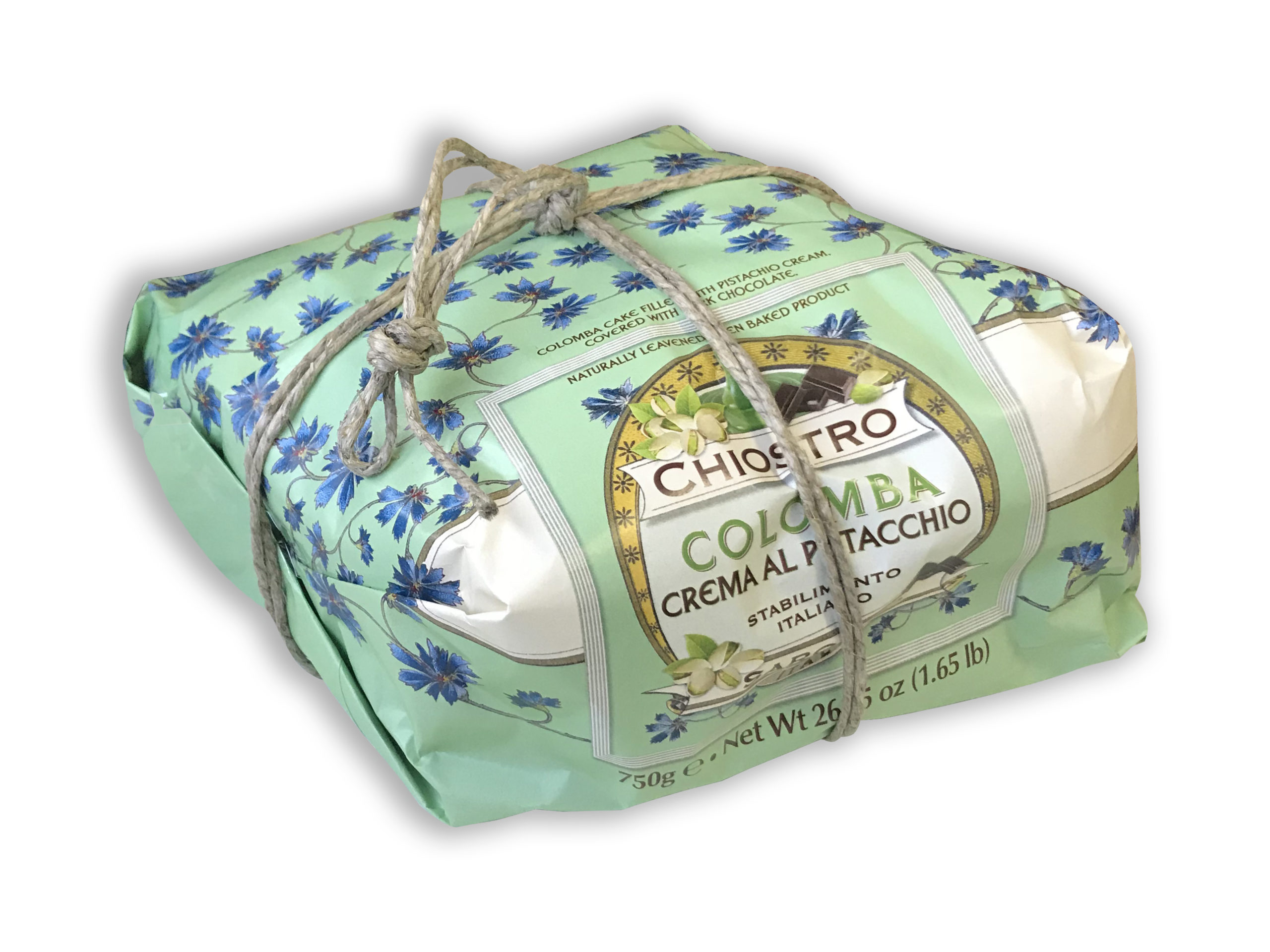 Colomba 750g | plnená pistáciovým krémom, s čokoládovou polevou s cukrovými zrnami