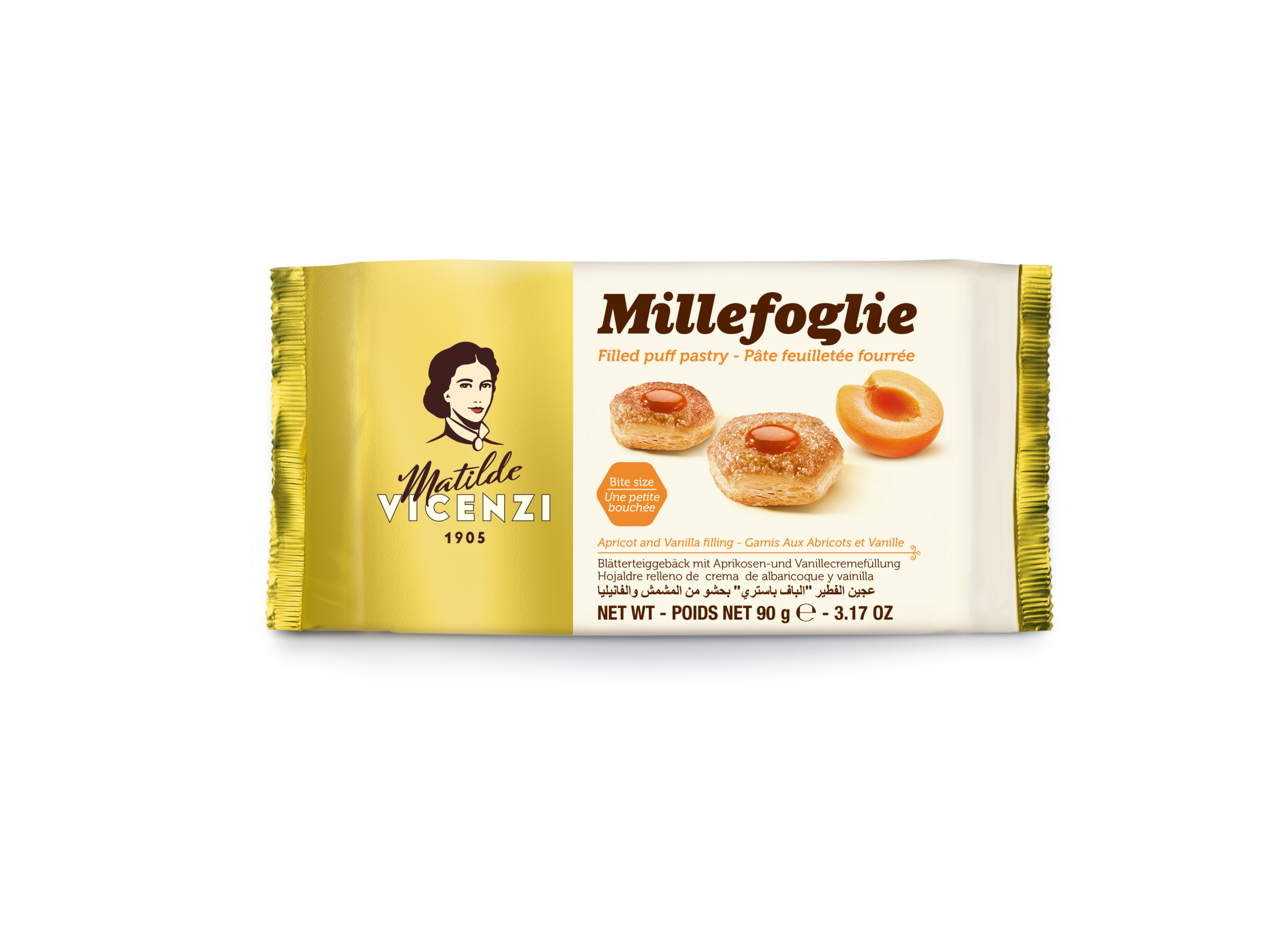 Vicenzi Koláčik Bocconcini s marhuľovo-vanilkovým krémom 100g | Millefoglie apricot vanilla