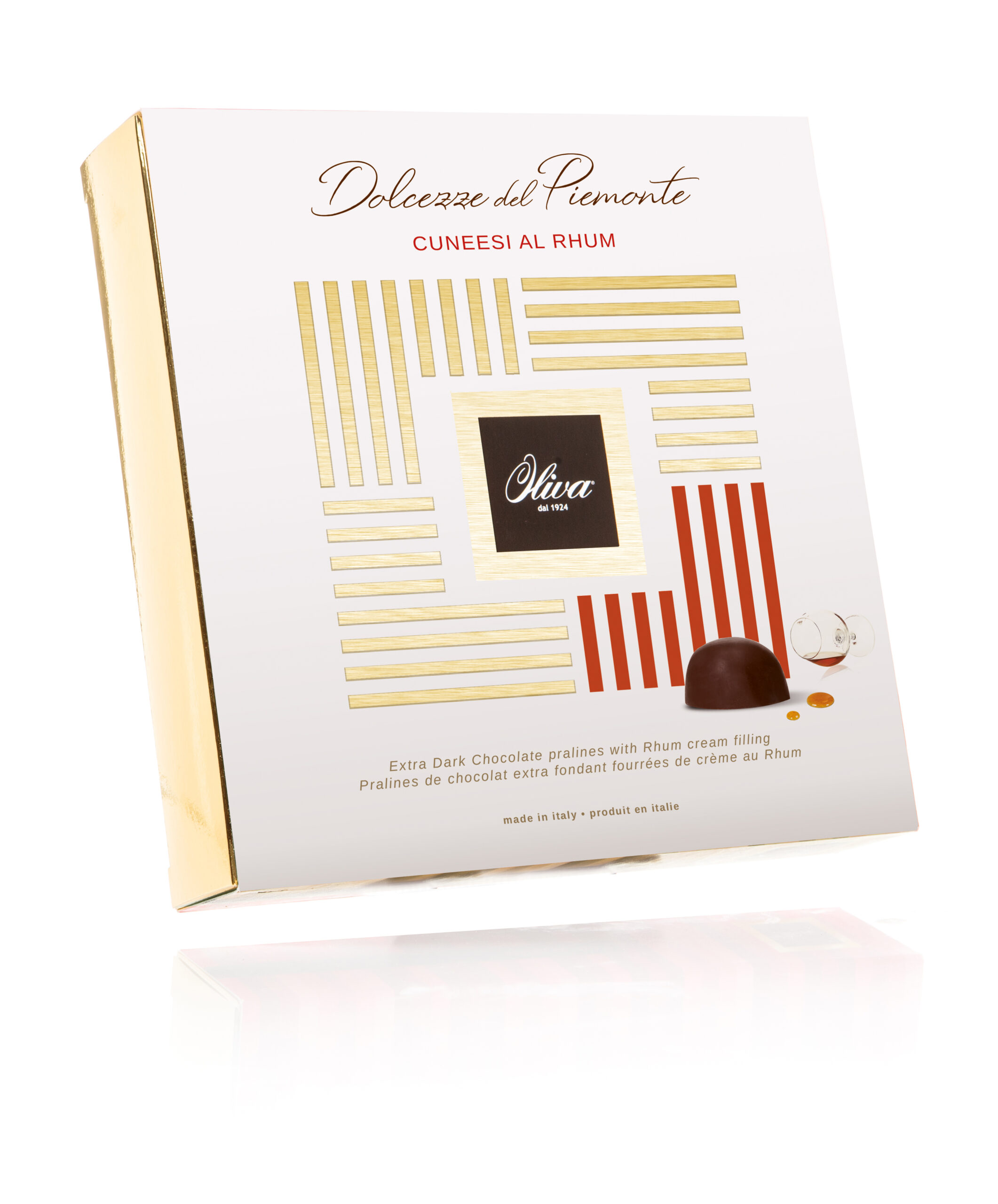 Pralinky z extra tmavej čokolády plnené rumovou náplňou 250g | Gold Cuneesi Rum