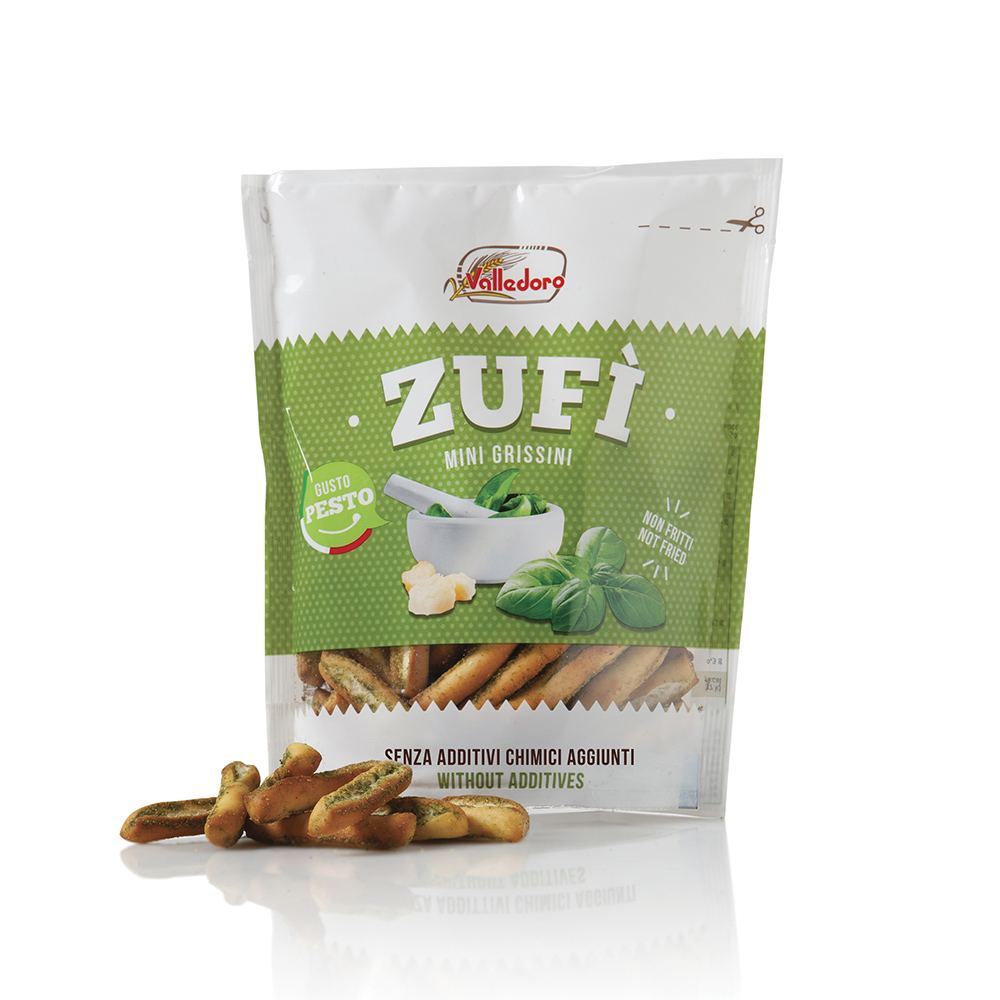 Valledoro Tyčinky mini ZUFI s príchuťou pesta | Zuffi mini grissini pesto
